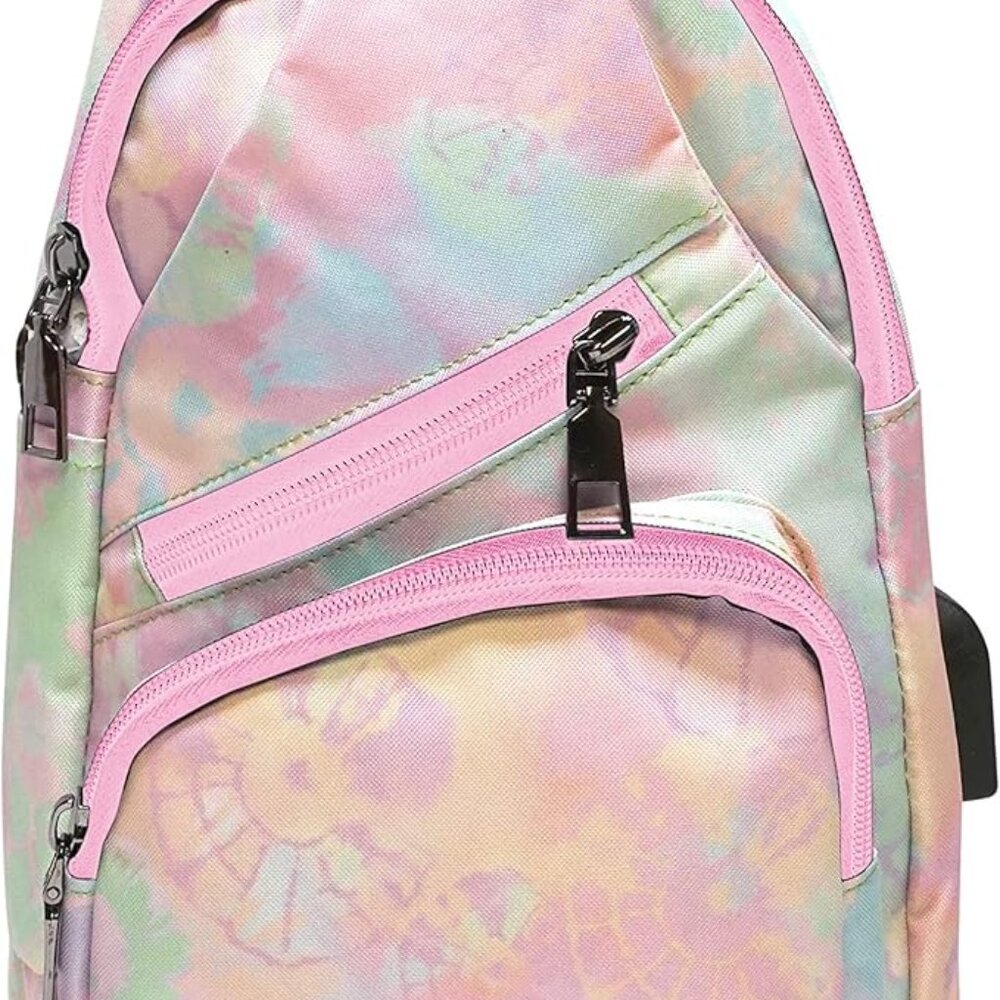 Nupouch Anti-Theft Daypack Crossbody Sling Backpack, Tye Dye Pastel